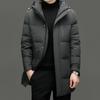 Men's Mid-Length Hooded Down Jacket - Winter White Duck Down, Thickened, Casual, Detachable Outerwear.