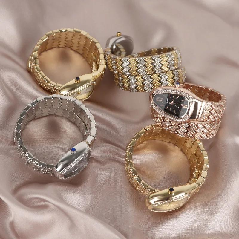 Creative Snake Quartz Watch for Women Hot Sale Luxury Stainless Steel Watch Strap Wristwatch Fashion Lady Dress Jewelry Relogio
