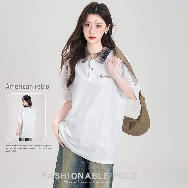 Baleno Women's Relaxed Fit Plaid Short Sleeve Polo Shirt