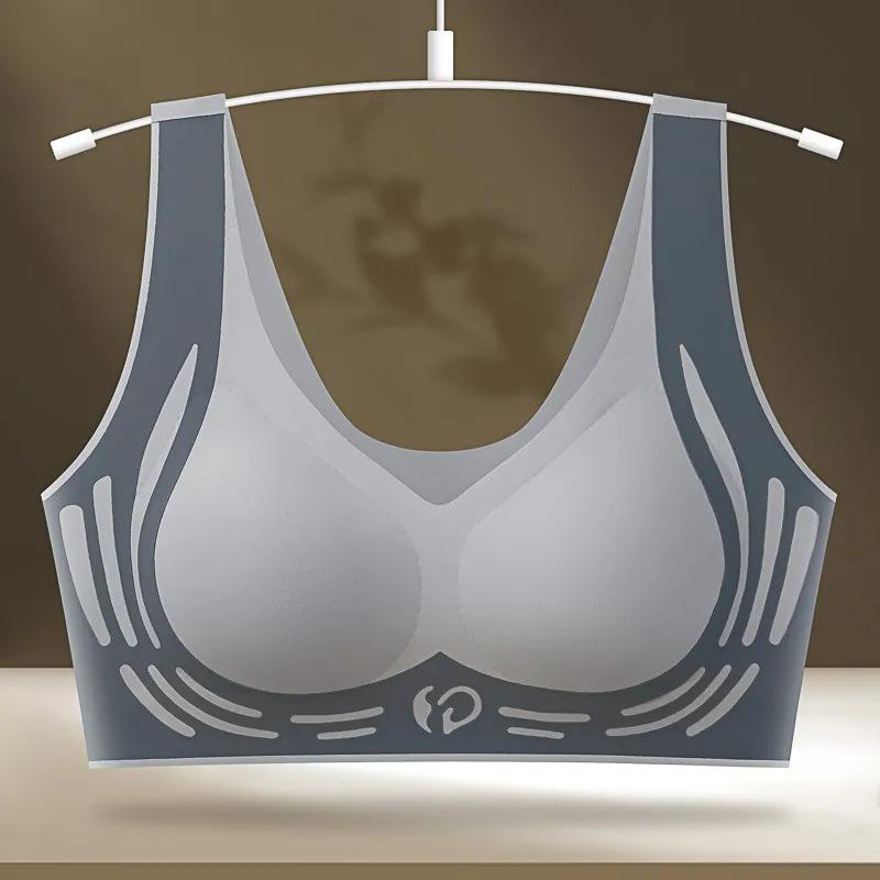 

Контрастные цвета, красивое нижнее белье с подъемом спины, небольшая сборка груди, женская спортивная грудь, бесшовный мягкий поддерживающий бюстгальтер 2XL [140-80kg] синий