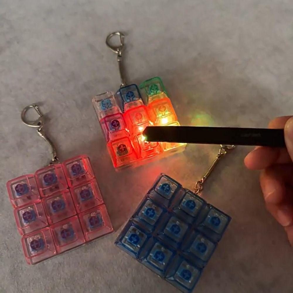 Klarer Klicker Dekompression Fidget Schlüsselanhänger Bunte Tastenkappe Knopf Fingerklicker Spielzeug Jungen Mädchen