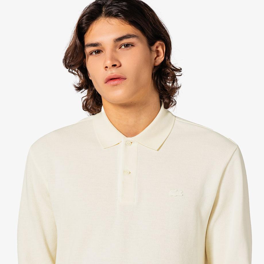Lacoste Men's Ribbed Long-Sleeve Polo Shirt PH262E-55NXFJ