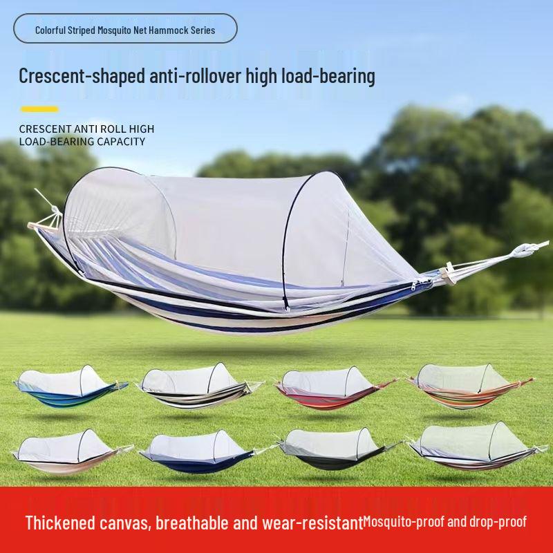 A1R Portable Double Hammock with Quick-Open Mosquito Net and Anti-Rollover Design for Outdoor Use