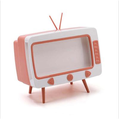 Retro krabička na kapesníky ve tvaru televize, úložný kontejner na papírové role, vestavěný držák na telefon