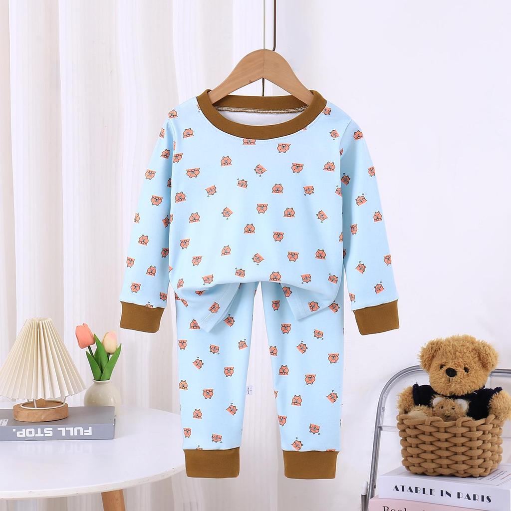 Children's Warm Long Johns Set - Two-Piece Pajamas for Small & Medium Kids, Ideal for Autumn and Winter.