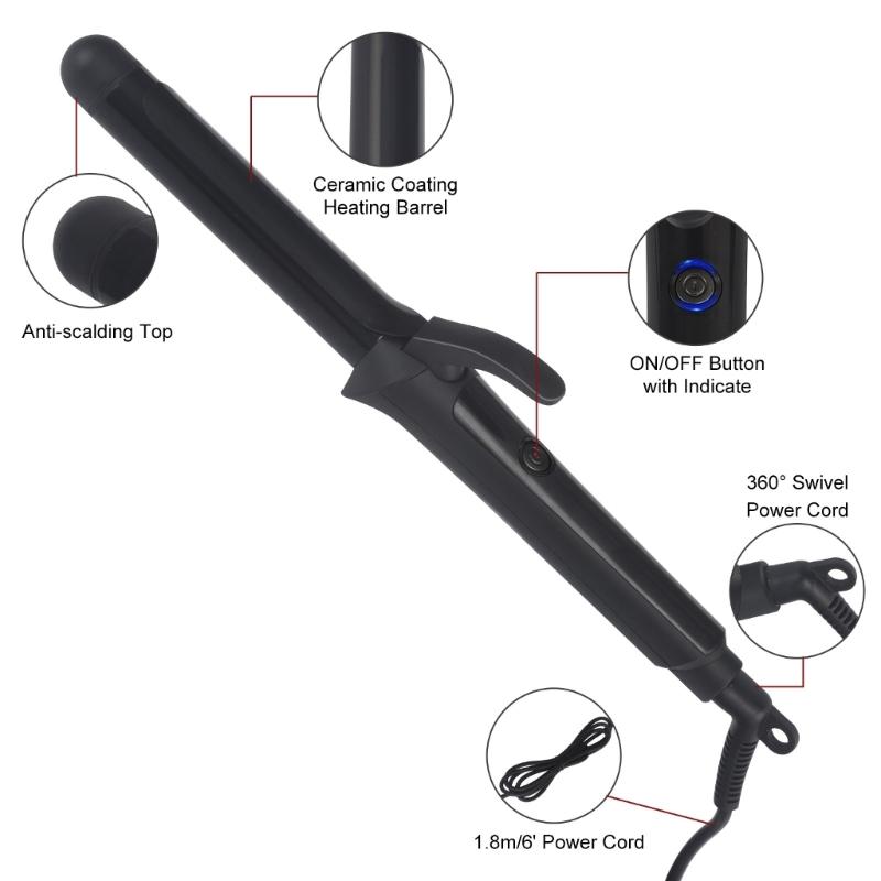 Ions Ceramic Hair Curling Iron 25mm Barrels Size For Natural Styles And Curls Safe Hair Curler for Various Hair Type