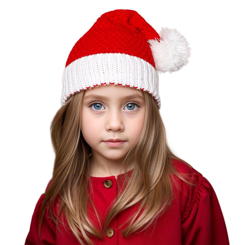Winter Parent-Child Knitted Santa Hats – Warm Woolen Holiday Costume for Moms and Babies