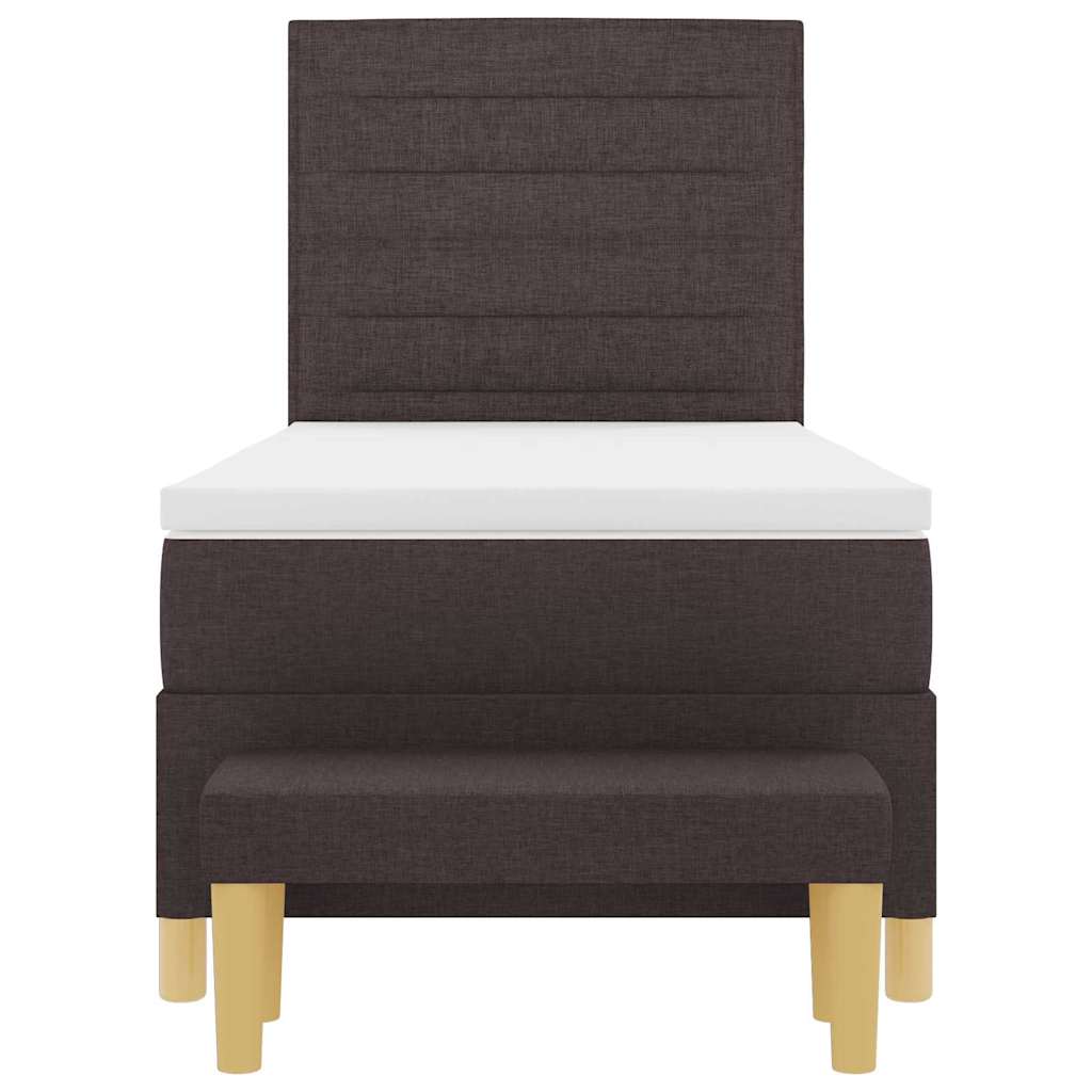 Boxspring Bed with Headboard Dark Brown 200 x 90 cm Fabric