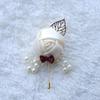 Boutonniere Anstecknadeln Hochzeit Corsage Anzug Knopfloch Seide Rosen Gold Blätter Männer Frauen Brosche Blumen Mariage Zubehör
