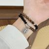 Qi Sili Shaking Four Pack Couple Chicken Wings Wood Glazed Beads Double Circle Niche High-end Fashion Bracelet New