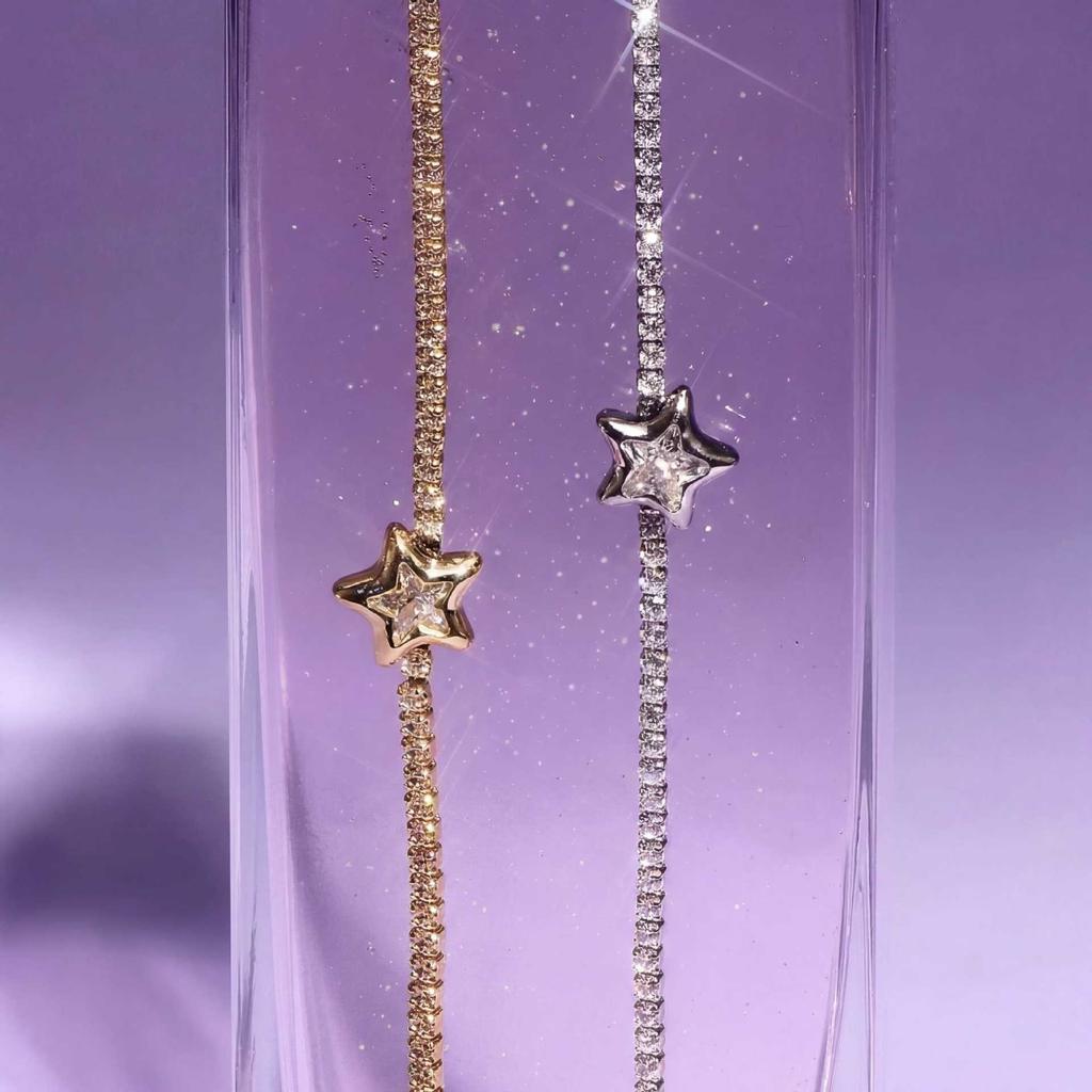 Star-Studded Diamonds Full Of Diamond Thin Chain Bracelet Gold And Silver Two-Color Shining Light Luxury Jewelry Full Of Stars