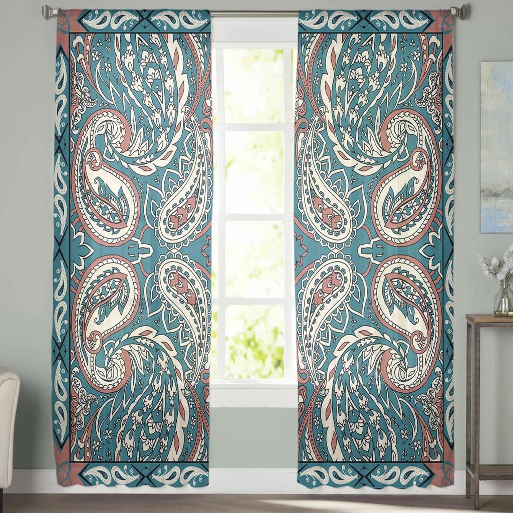 Perez Flower Tulle Curtains for Living Room Bedroom Voile Sheer Curtain Window Home Decor Drapes