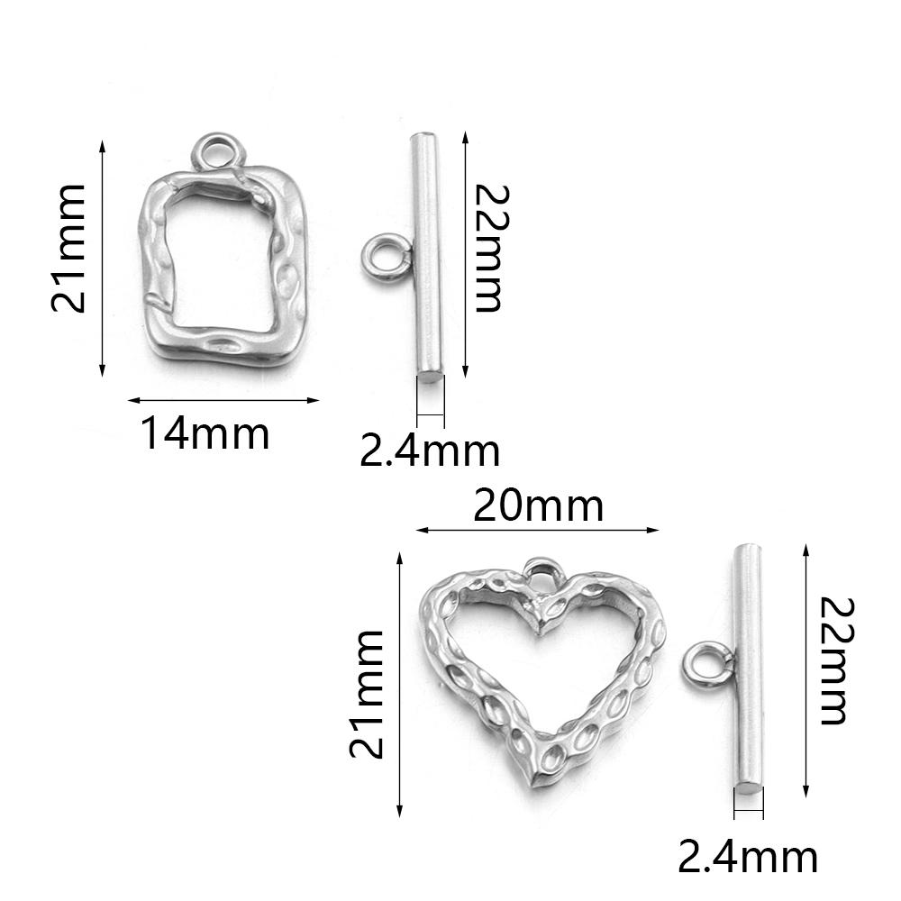 4Sets Stainless Steel OT Clasps Irregular Square Heart Toggle Clasps Connector For DIY Necklace Bracelet Jewelry Making Supplies