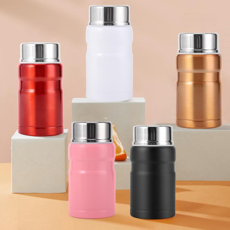 500/750ml Stainless Steel Insulated Food Jar with Spoon, Vacuum Thermal Lunch Container for Soup Porridge