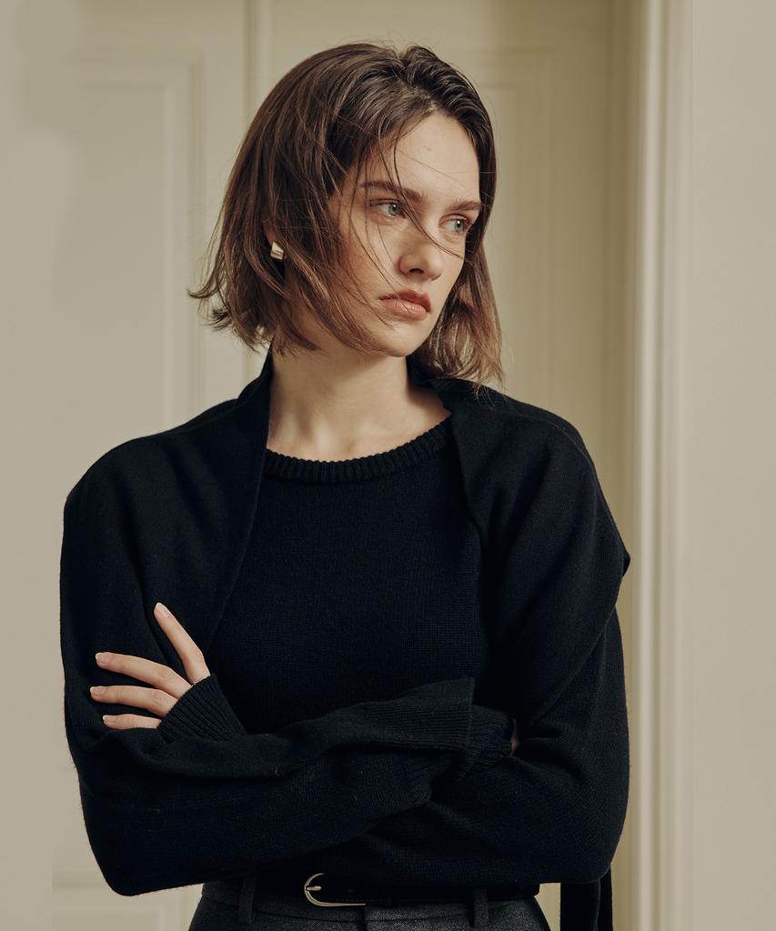 ZEROSTREET [3 Colors] Le Zero Cashmere Cape Knit Set
