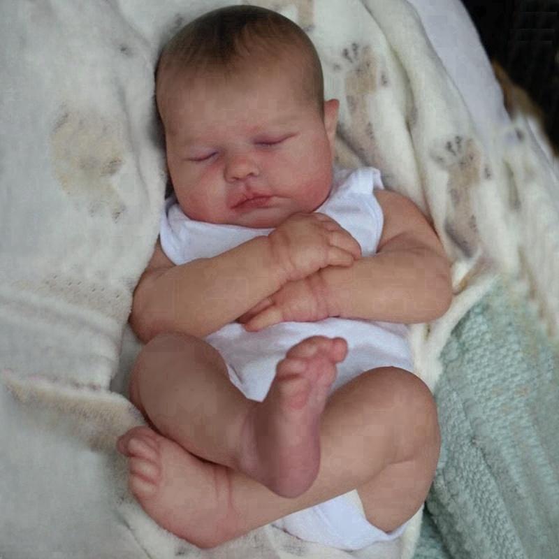 Boneca bebê reborn realista de 19 polegadas, corpo de pano macio, boneca recém-nascida, desenho à mão, simulação de cabelo, bonecas para crianças, presentes de Natal