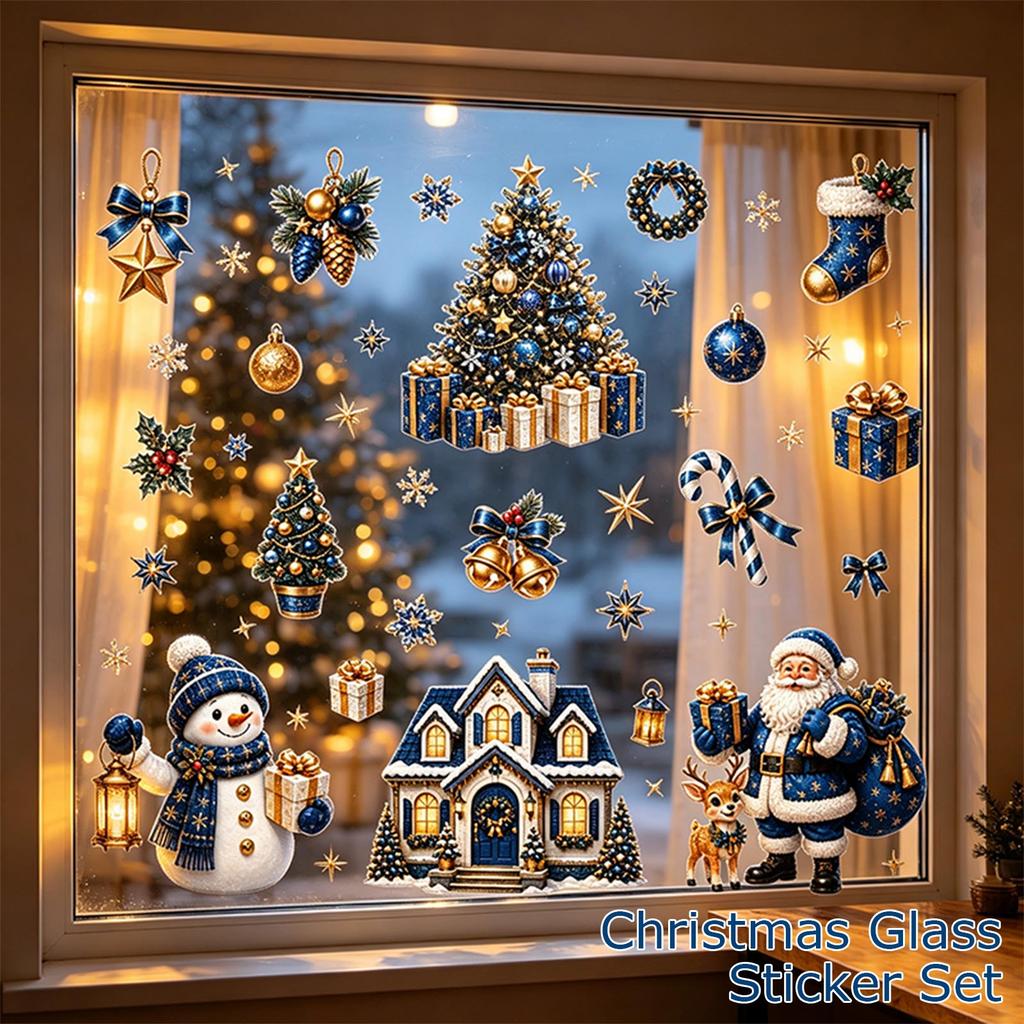 Christmas Window Clings Stickers Set for Holiday Home Decor