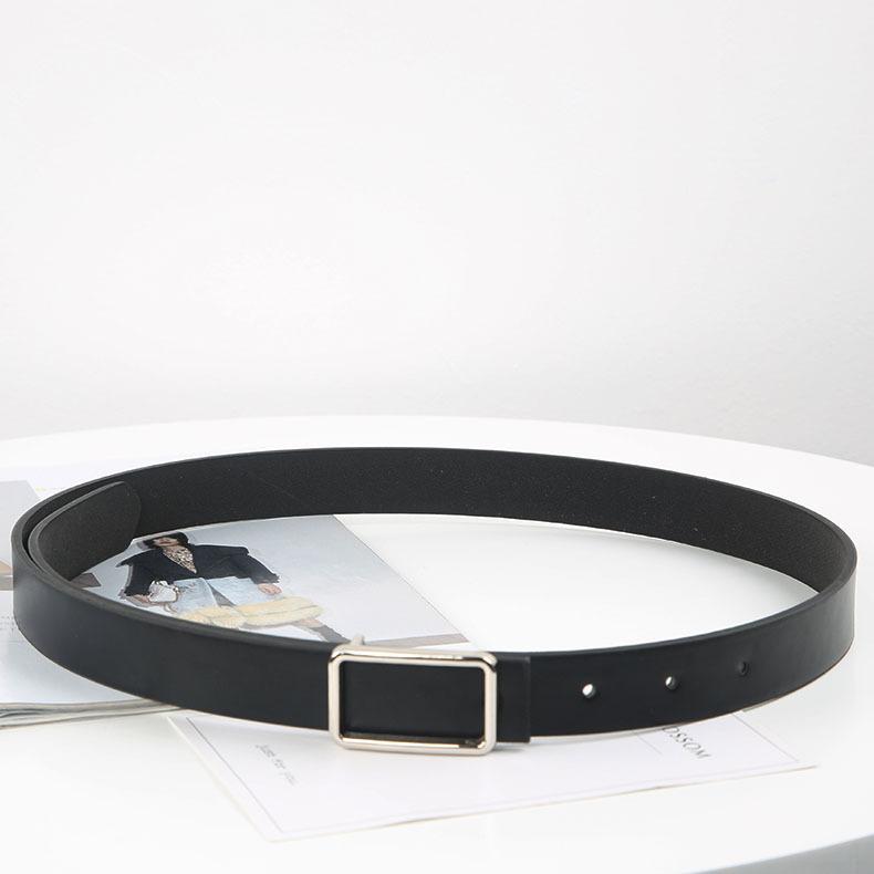 

Квадратная кнопка-застежка Повседневный простой ремень Персонализированная пуговица-головка Джинсы Платье Декоративный черный ремень 105cm