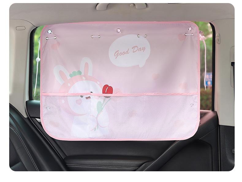 Car Sun Shade UV Protection for Kids Children Front Back Windshiel Curtain Side Window Adjustable Styling Mesh Pocket Storage