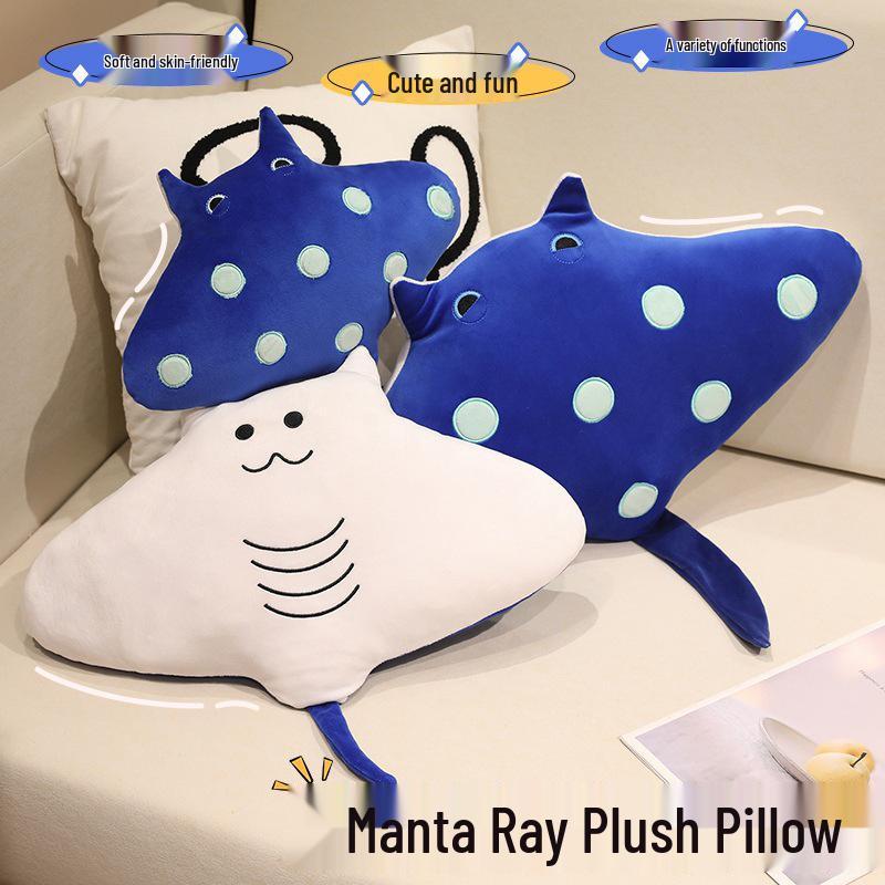 Manta Ray Plush Toy Cushion - Ocean Animal Doll for Kids