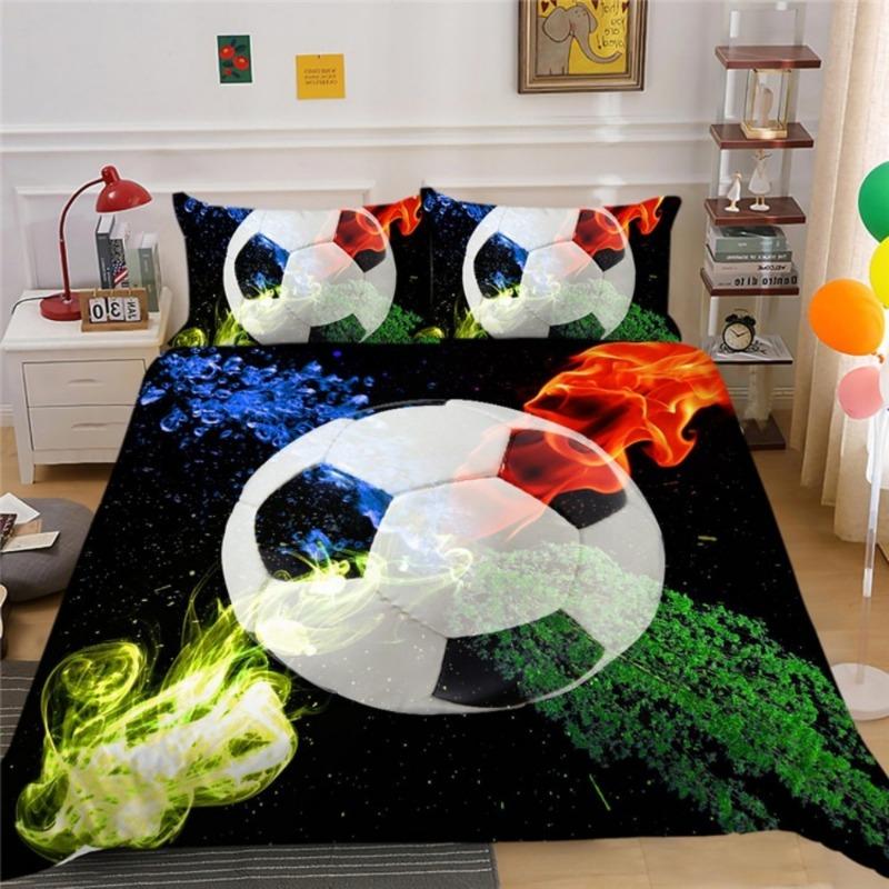 Dormitory Bedding Sets For Boys,3D Bed Linen, Duvet Cover Set,Soccer Sports,American Football,No Bed Sheets,Teen Single, 2, 3pcs
