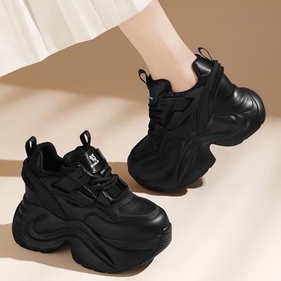 Sportschuhe Schwarz Dicksohlige Dad-Schuhe Neuer Stil Damenschuhe Leicht und Vielseitig Lässige Damen-Einzelschuhe