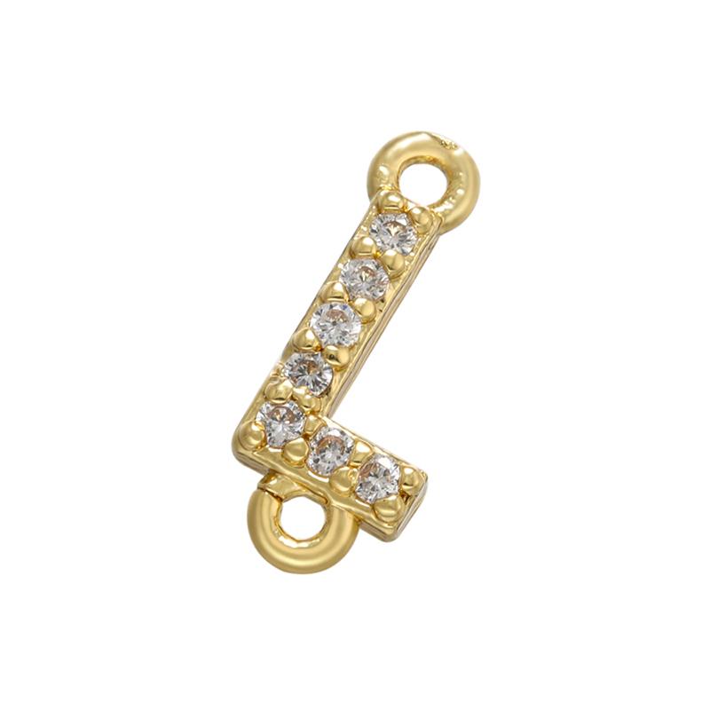 CZ Crystal 26 Initial Letter A-Z Charms Gold Plated Brass Connector for Necklace Bracelet Jewelry Accessories :VD1114