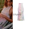 Summer New Product Women Clothes French Style Design Sense Neck Collar Backless Print Silk Net Short Dress 3071001