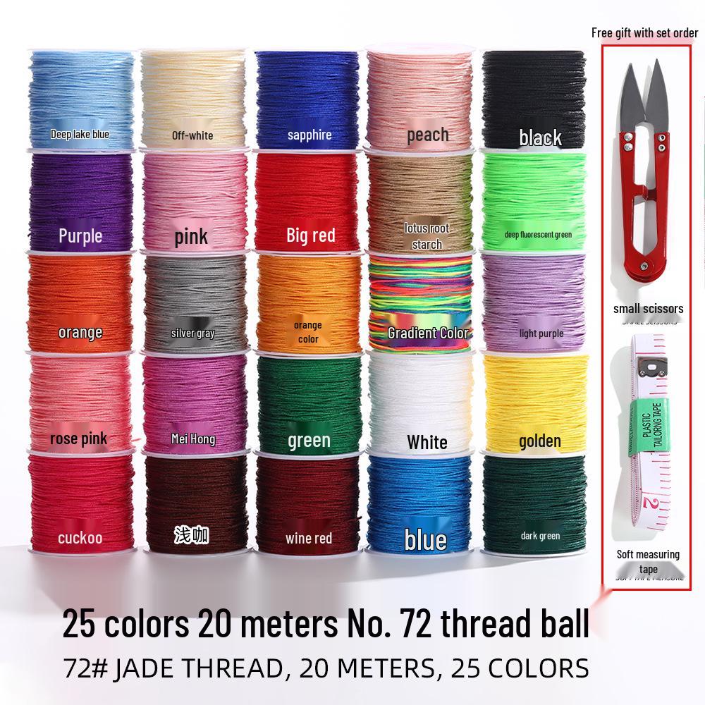 Fatto a mano No. Filo di Giada 72 - Cordino Resistente all'Usura da 0,8 mm per Artigianato di Gioielli, Corda per Mani, Braccialetti, Collane Fai-da-Te, 50m