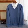Autumn and Winter Knitted Sweater Men Wool Sweater V-Neck Pullover Cashmere Warm Solid Knitwear Clothes Business Bottoming Soft Tops