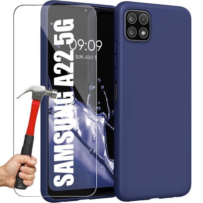 Coque - BOOLING - Samsung Galaxy A22 5G - Silicone - Anti-choc - Bleu Marine