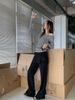 Dorothy Korea Spring Slim-Fit One-Shoulder Clavicle Long Sleeve T-Shirt Women