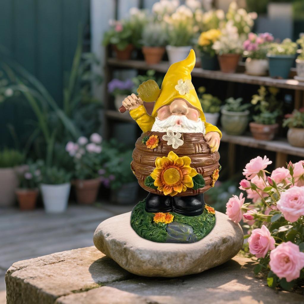 Solar Gartenornament Harz Pflanze Konfuzianischer Zwerg Dekoration Außen Hof Licht