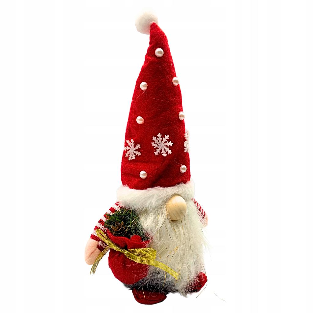 Christmas Gnome Decorative Leprechaun With Beard And Gift Bag 28 Cm