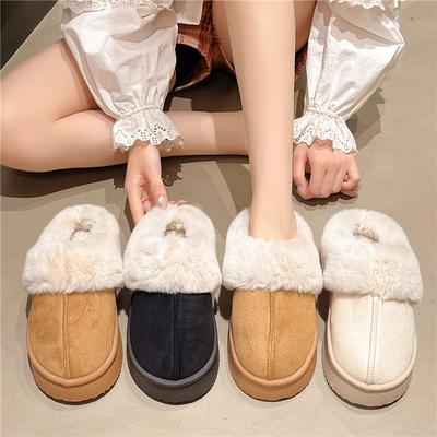 Women Fluffy Snow Boots New Plush Warm Platform Shoes for Women Winter Indoor Slippers Outdoor Non-slip Cotton Shoes Women