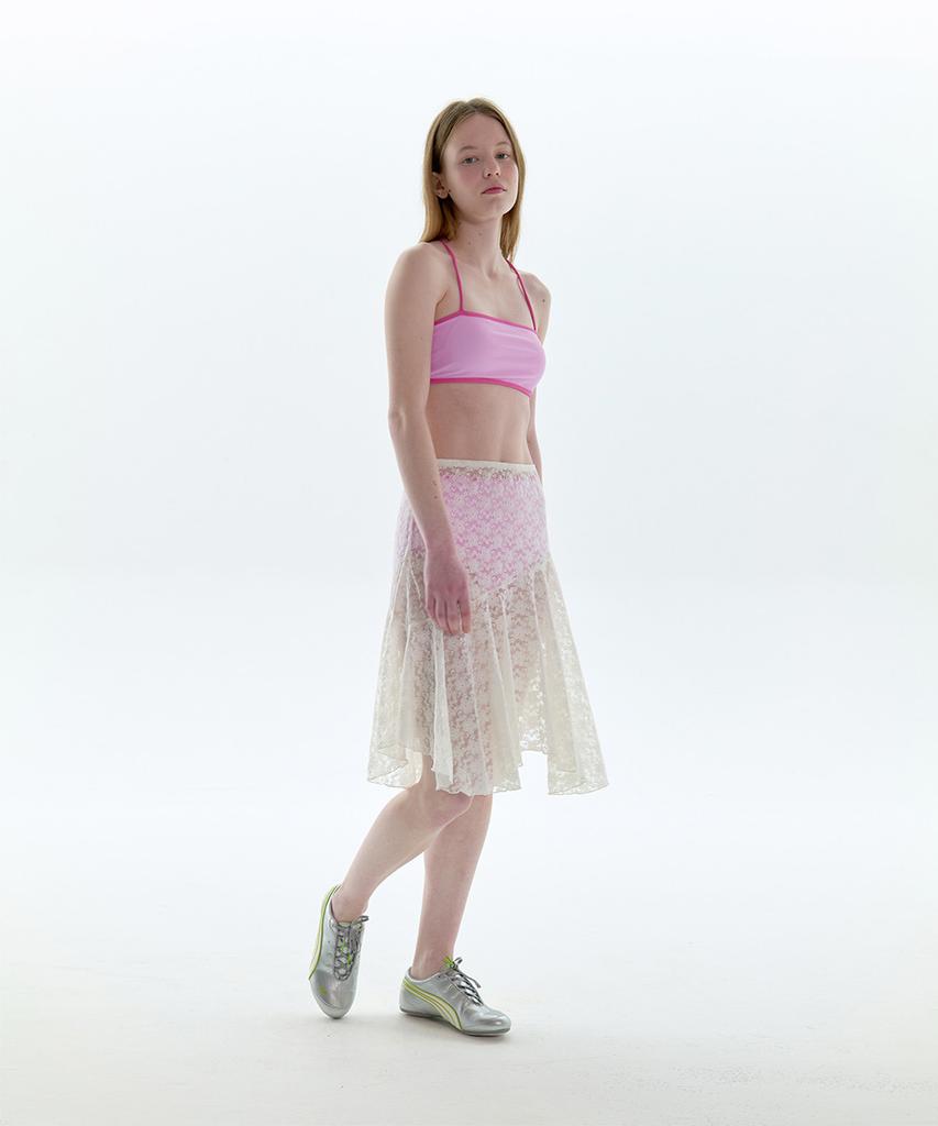 PISCESS Floral Lace Skirt_White