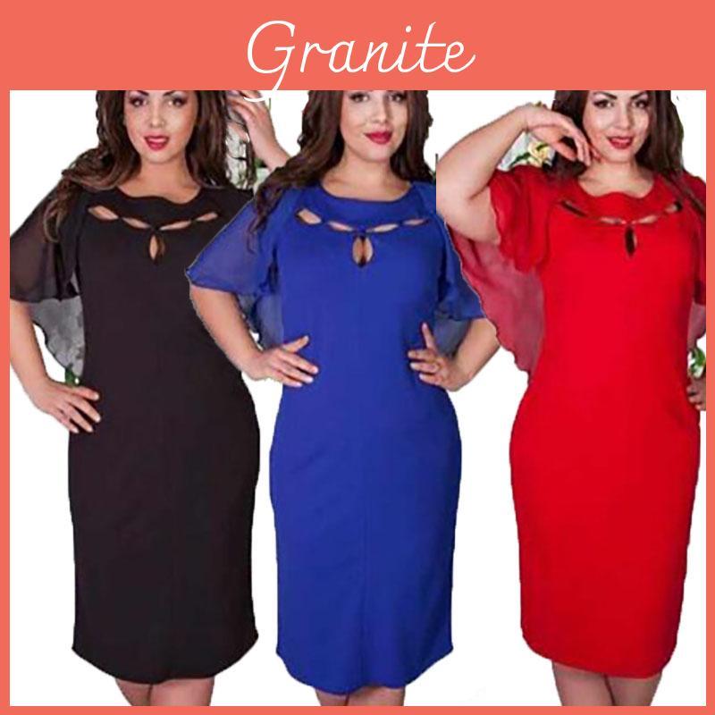 Damska Modna Sukienka Plus Size 6XL z Wycięciami, Krótkim Rękawem, Jednokolorowa, Dla Swobodnego Stylu**