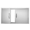 BBQ Access Door, 863x482 Mm Double Outdoor Kitchen Door, Stainless Steel Flush Mount Door, Wall Vertical Door with Handles, for BBQ Island, Grilling