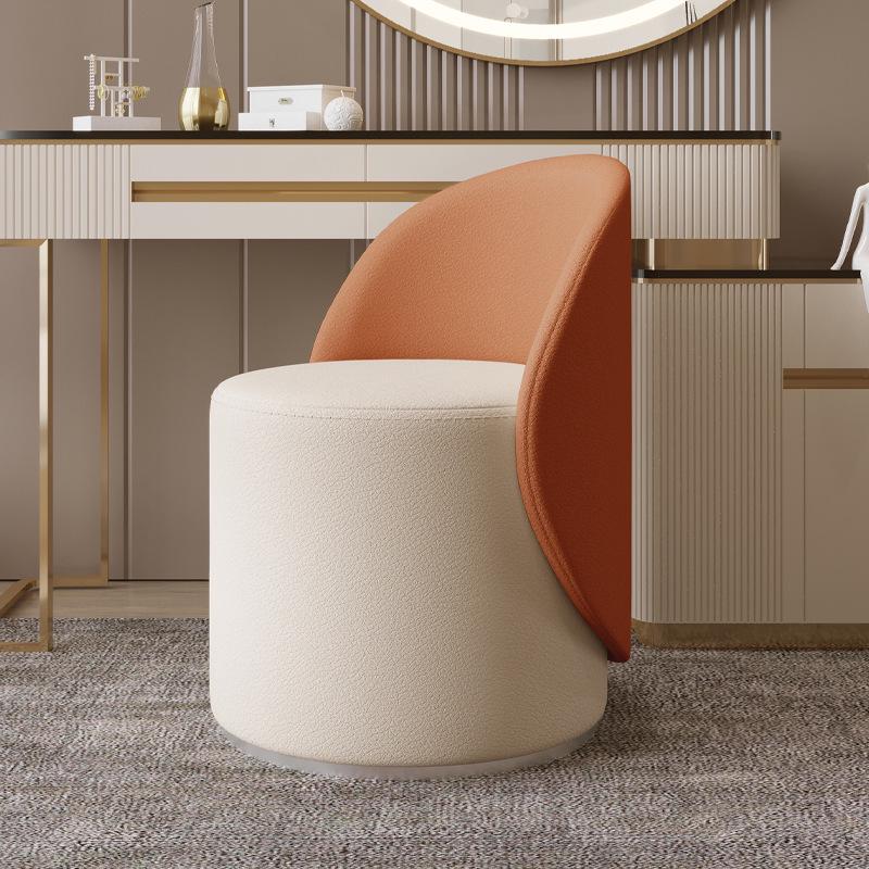 Modern Luxury Swivel Vanity Stool with Backrest: Solid Wood Makeup Chair