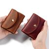 Vintage Crazy Horse Leather Card Holder for Women, Men Retro Accordion Design Snap Closure Wallet with Multi-Card Slots Unisex