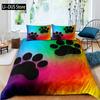 Footprint Duvet Cover Set Kids Watercolor Bedding Set Animal Footprints Colorful Puppy Paws Multicolor Graffiti Art Quilt Cover