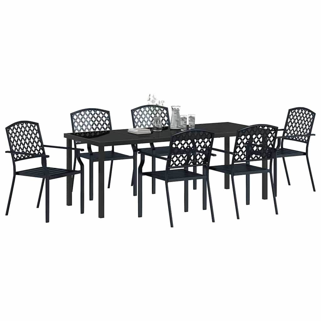 Outdoor Dining Set 7 pcs Anthracite Powder Coated Steel