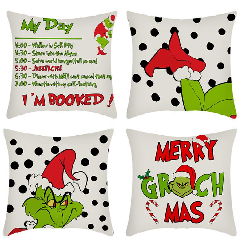 

New Christmas Pillowcase Linen Print Elf House Decoration Festive Pillow Pillowcase 45 * 45Cm pillowcase