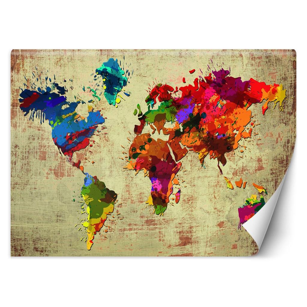 Wallpaper Colourful world map as painted