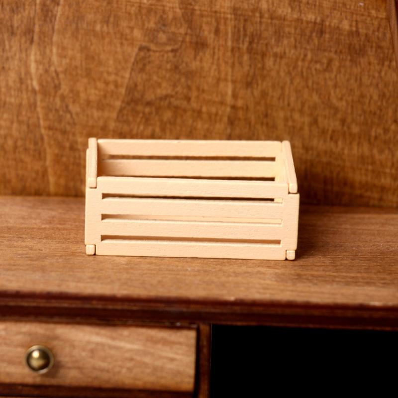 1:12 Puppenhaus Mini Obstkorb Obst Holzrahmen Aufbewahrungsbox Aufbewahrungsrahmen Korb Spielzeug Zubehör Modell Miniatur Szene Dekor