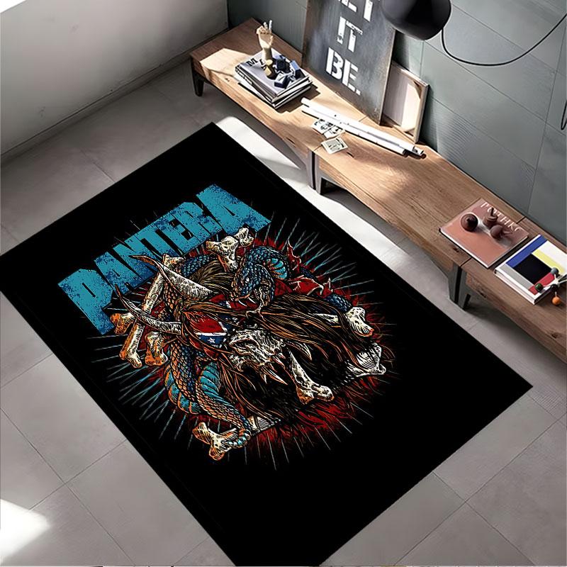 "Skull with Horns and Snakes" suitable as a non-slip mat for the living room or bedroom sofa