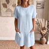 New Solid-color Pullover Mid-length Short-sleeved Loose-fitting Casual Dress for Women