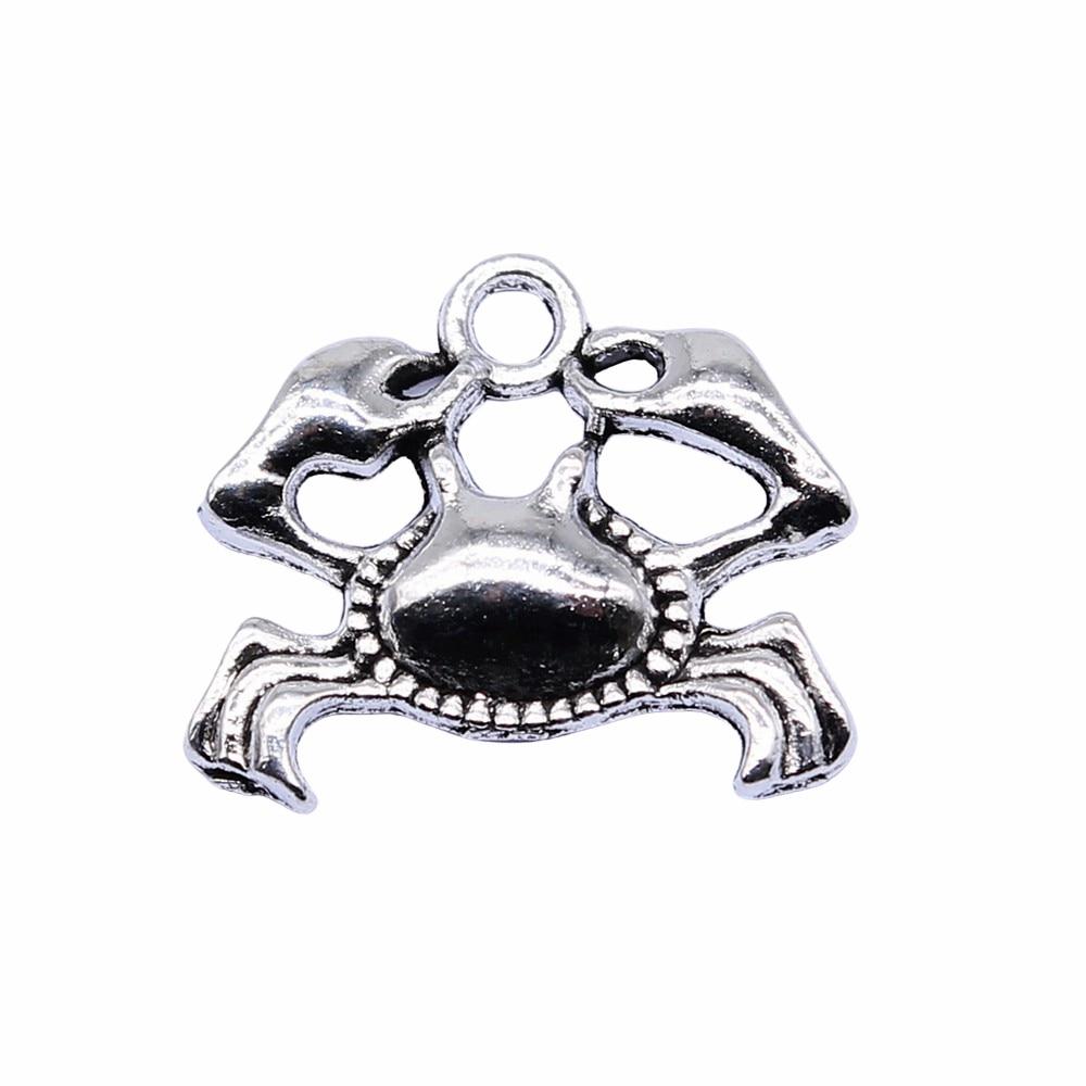 

20шт Краб Шармы Шармы Античное серебро Цвет Цинковый сплав 19X16mm
