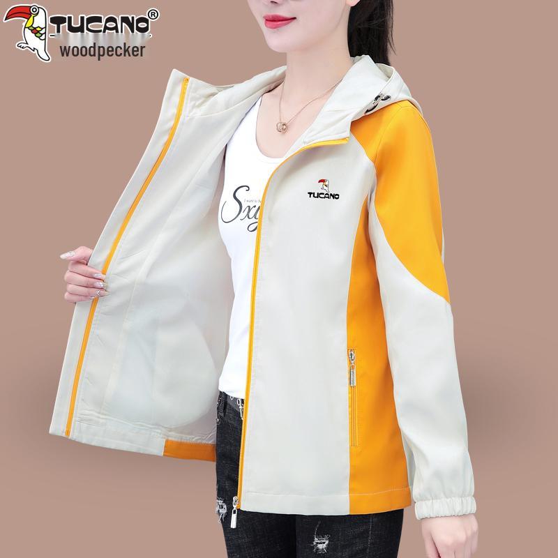

Woodpecker Women s 2025 Spring/Autumn Casual Hooded Windbreaker Jacket 4XL (155-175 jin)