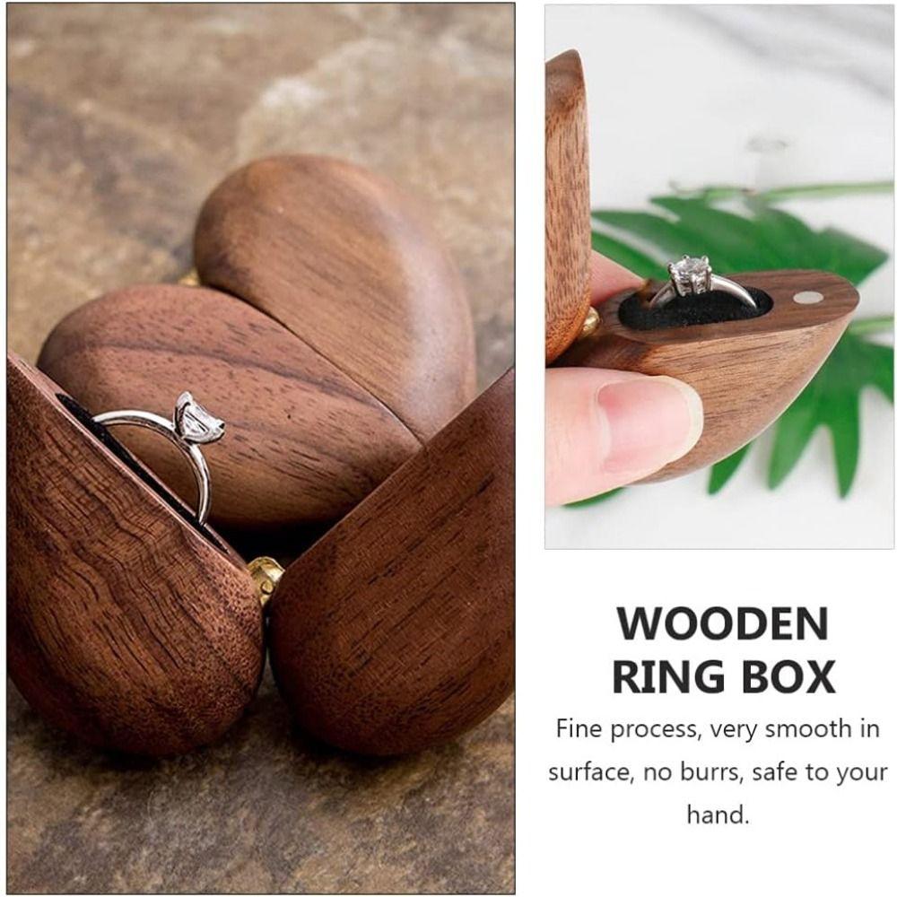 Walnut Wood Proposal Ring Case Single Slot Ring Holder Gifts Jewelry Organizer Box  Wedding